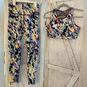 WITH Peloton Multicolor Composite Bra and Reversible leggings womens size medium